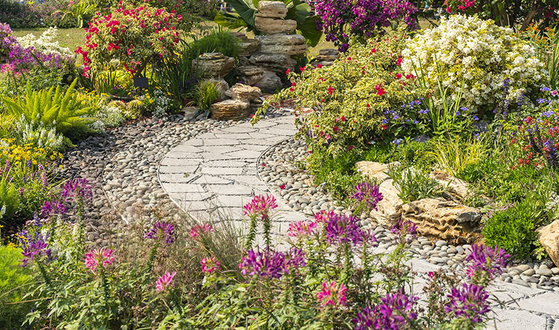 stone path built for outdoor living remodel