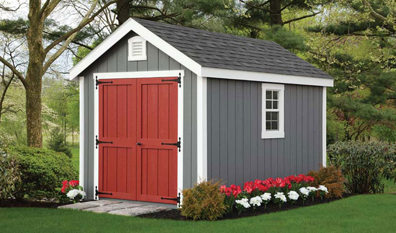 gray, red, and white shed color ideas