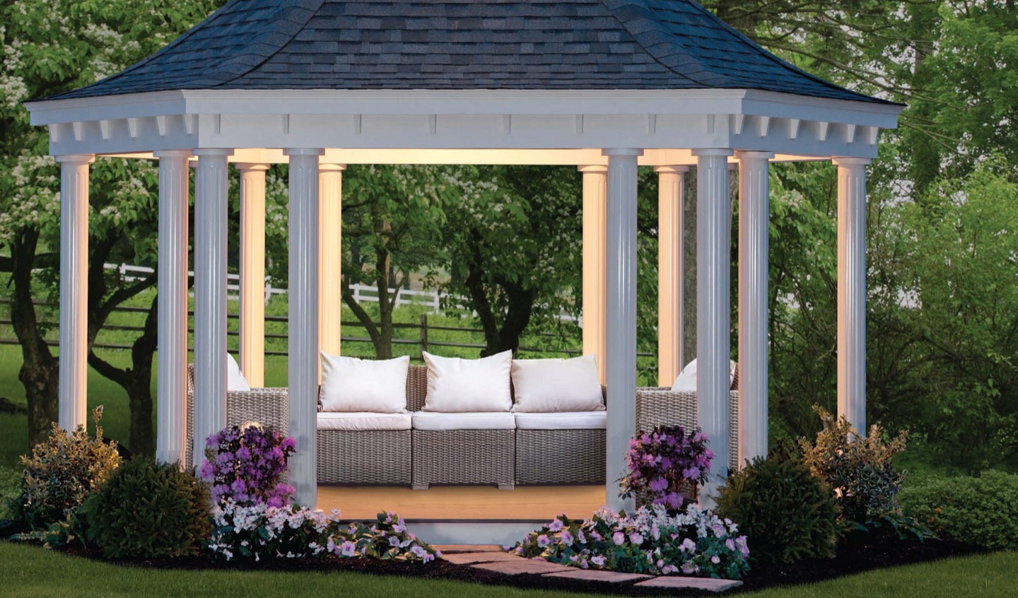 Bell shaped pavilion styled with wicker furniture