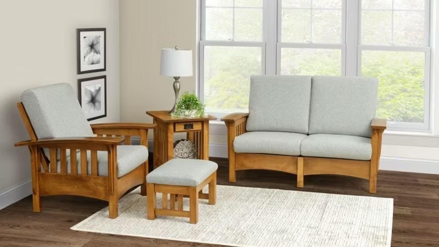 mission style furniture set with love seat chair and ottoman